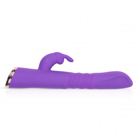 Фиолетовый вибратор-кролик The Queen Thrusting Vibrator - 29 см.